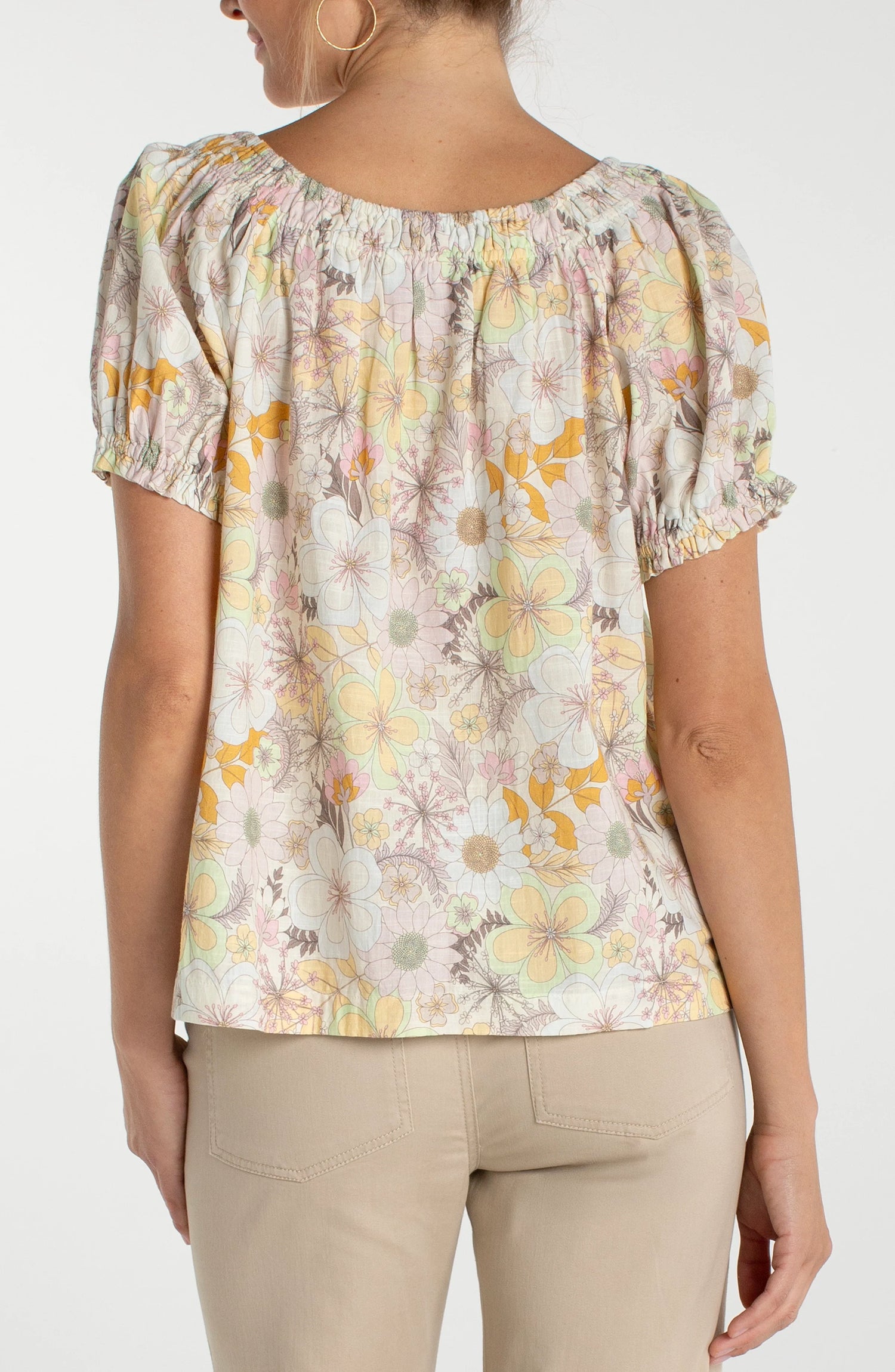 S/S Tie Neck Top