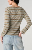 Striped Boat Neck Top w/ Twist Detail