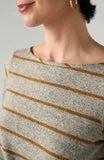 Striped Boat Neck Top w/ Twist Detail