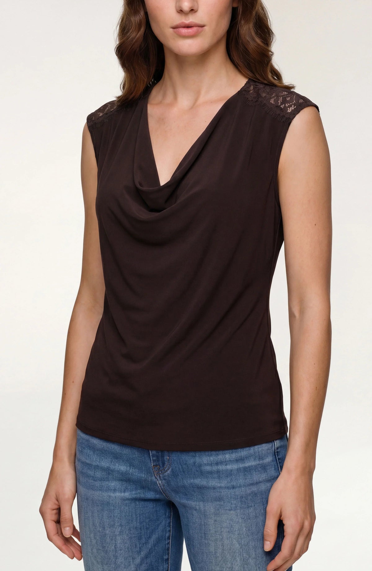 Draped Neck Sleeveless Top