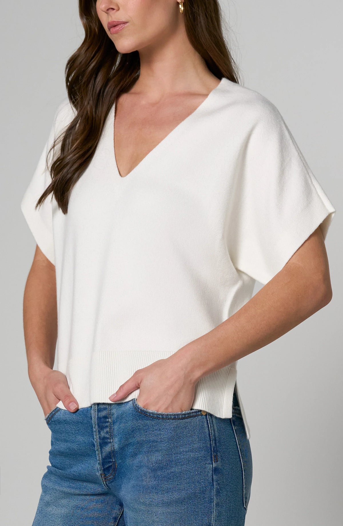 S/S V-Neck Dolman Sweater