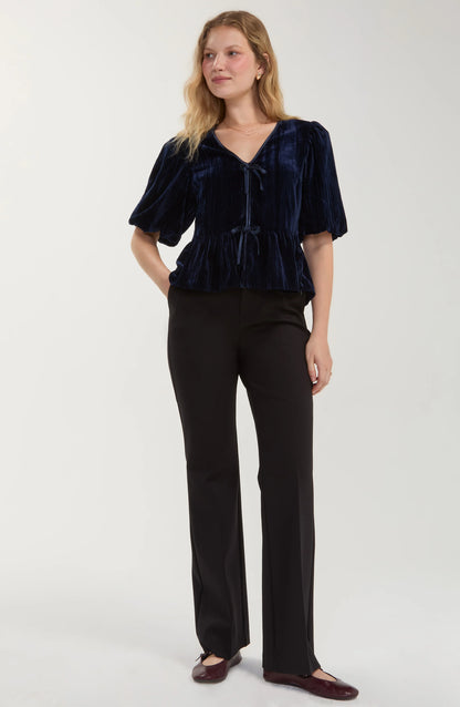 3/4 Blouson Sleeve with Tie Front