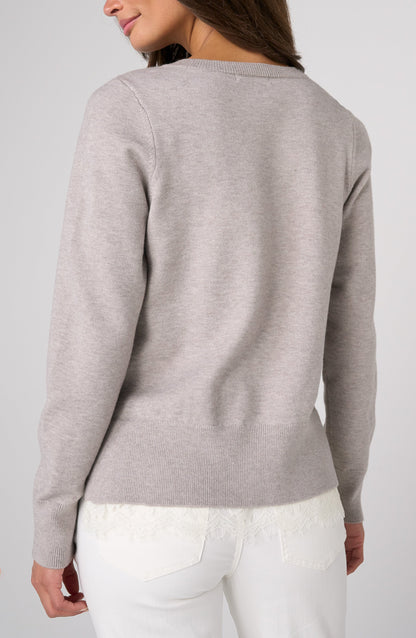V-Neck Sweater w/ Lace