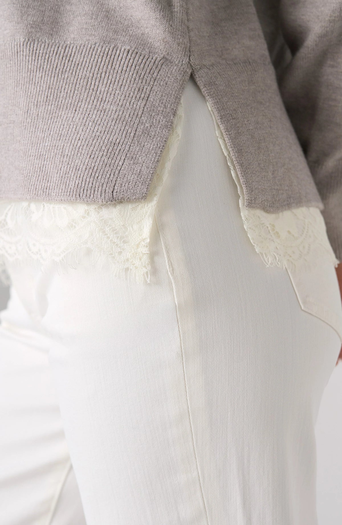 V-Neck Sweater w/ Lace