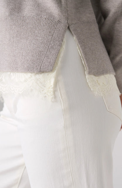 V-Neck Sweater w/ Lace