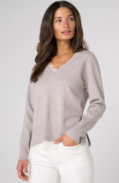 V-Neck Sweater w/ Lace