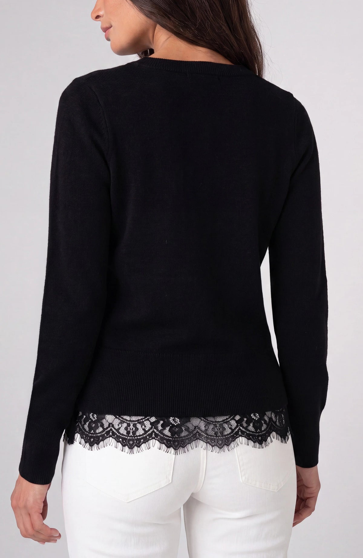 V-Neck Sweater w/ Lace