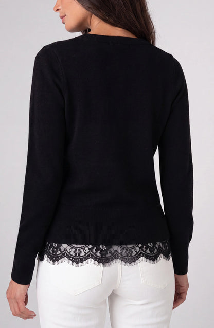 V-Neck Sweater w/ Lace