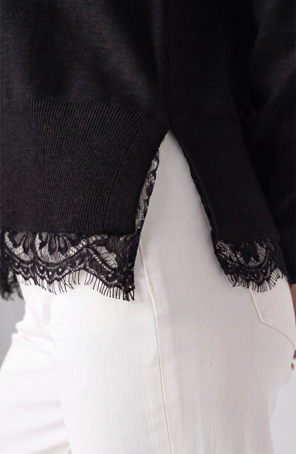 V-Neck Sweater w/ Lace