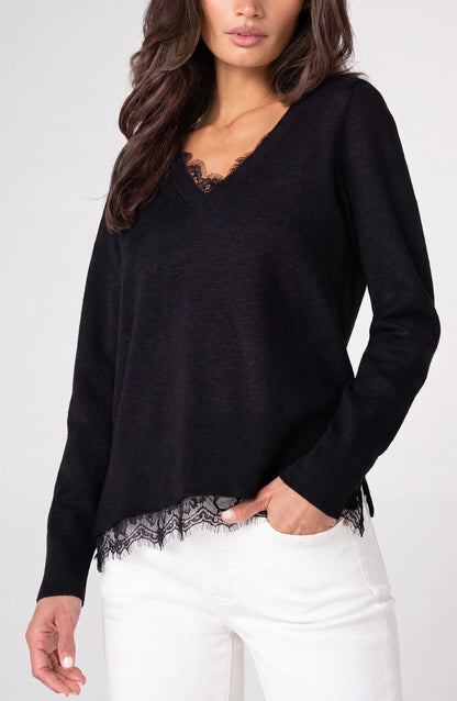 V-Neck Sweater w/ Lace
