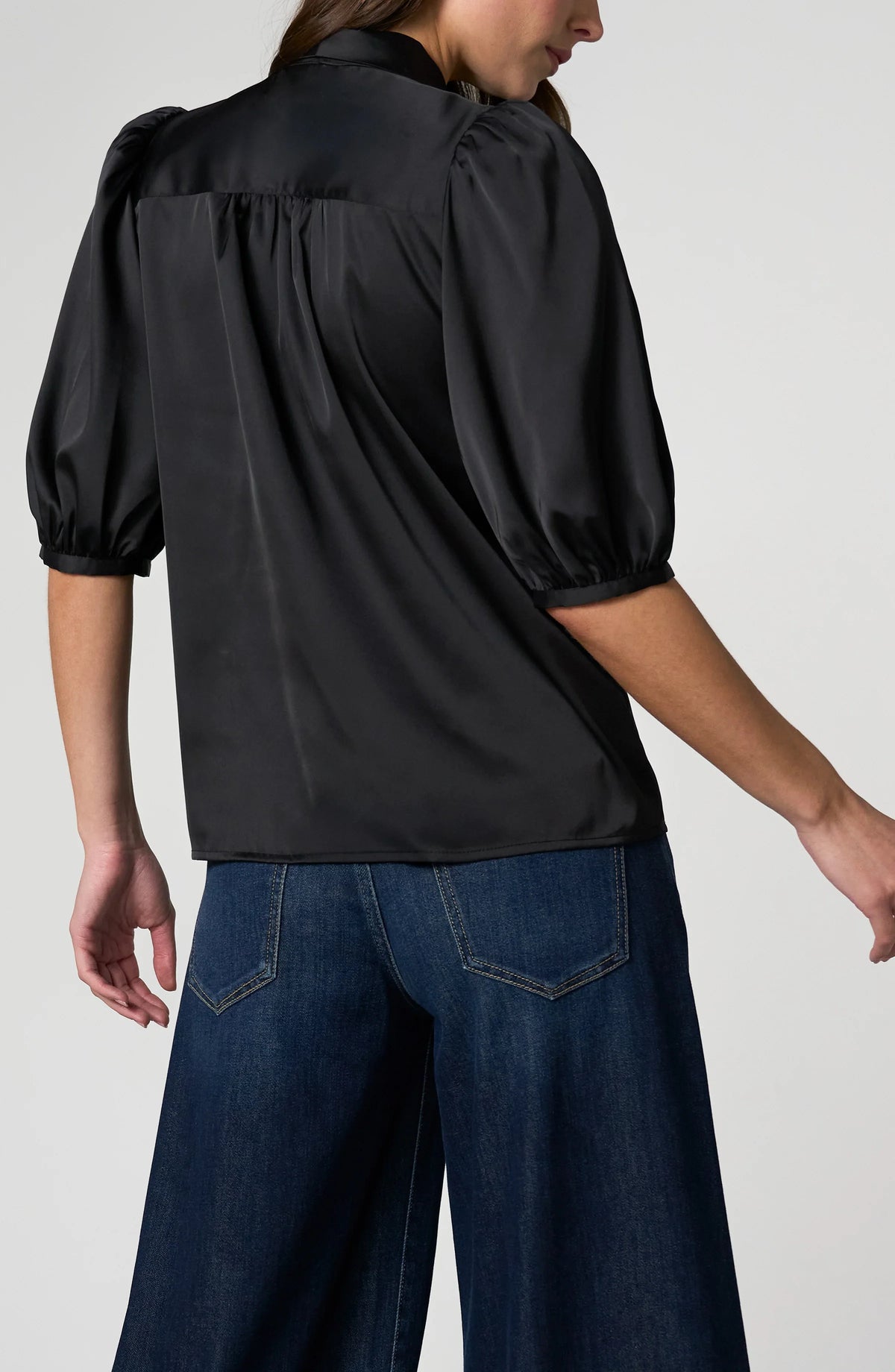 Elbow Sleeve Blouse with Tie