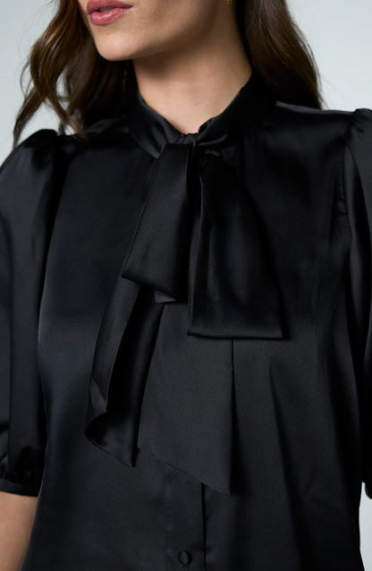 Elbow Sleeve Blouse with Tie