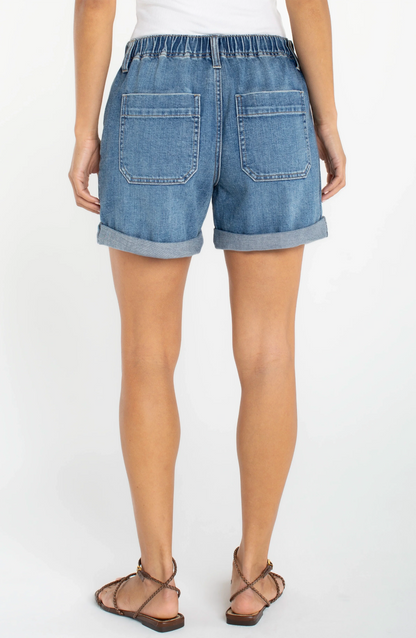 Elastic Back Roll Cuff Shorts