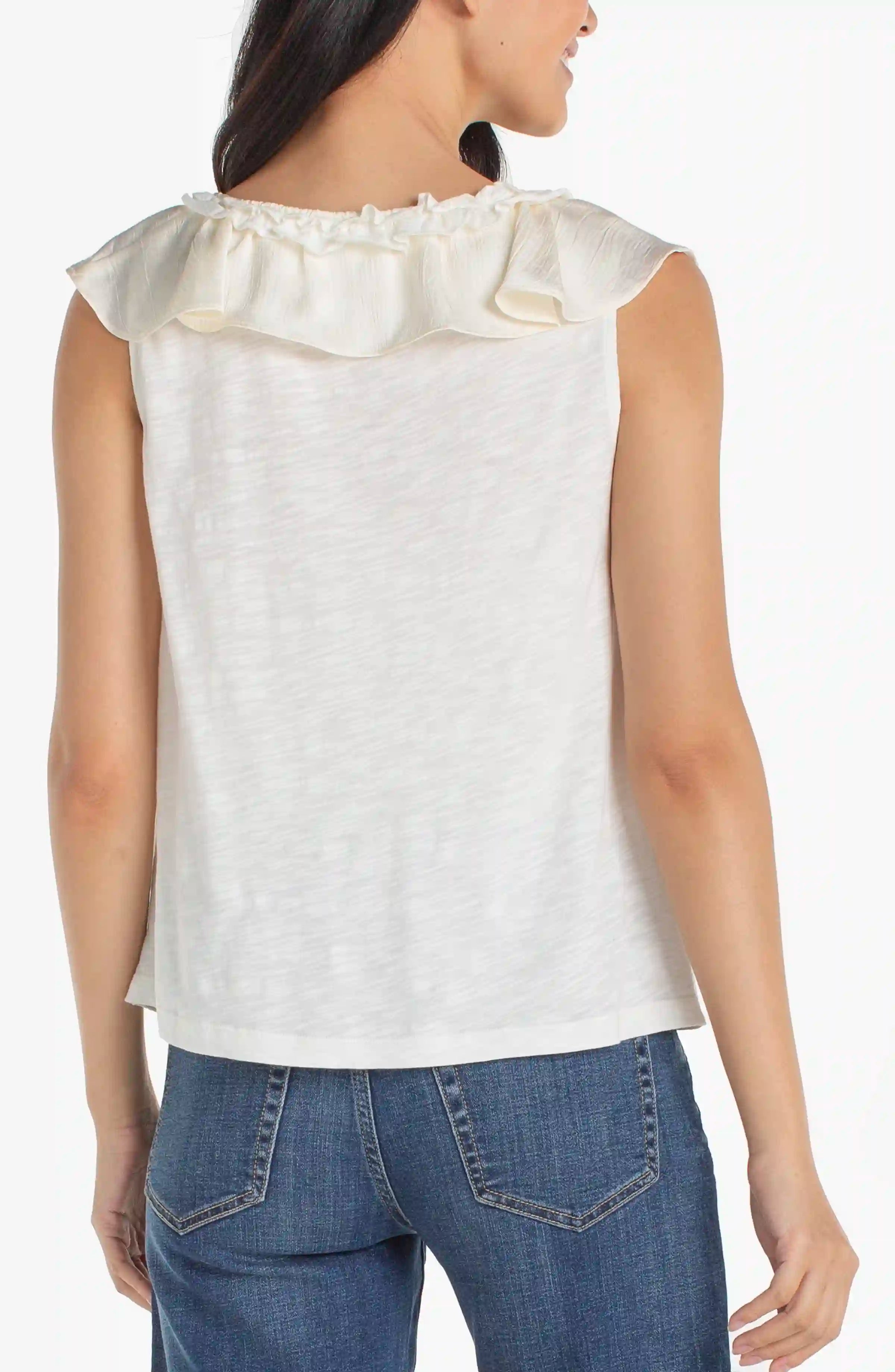 Ruffle Front Sleeveless Top