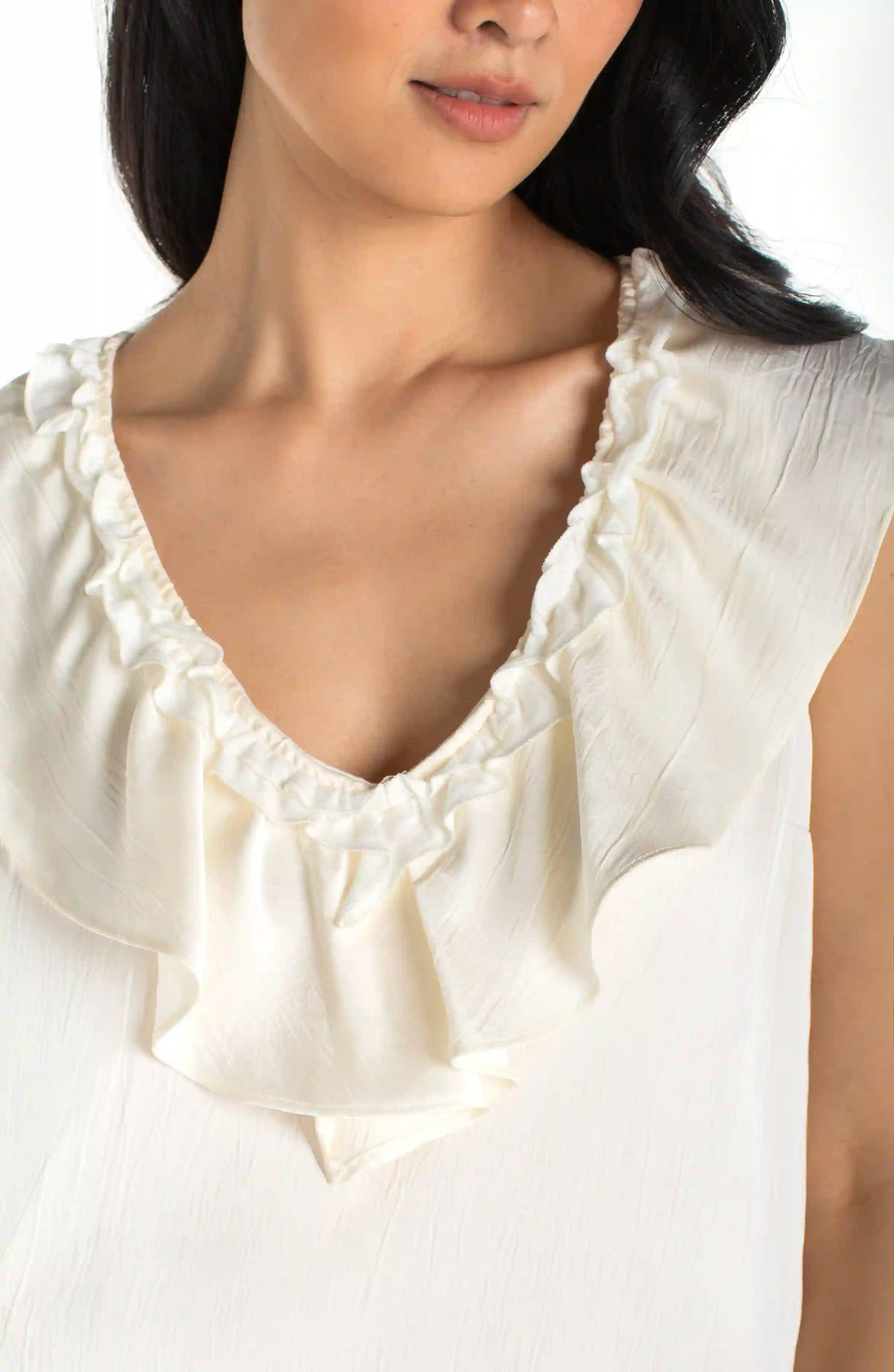Ruffle Front Sleeveless Top