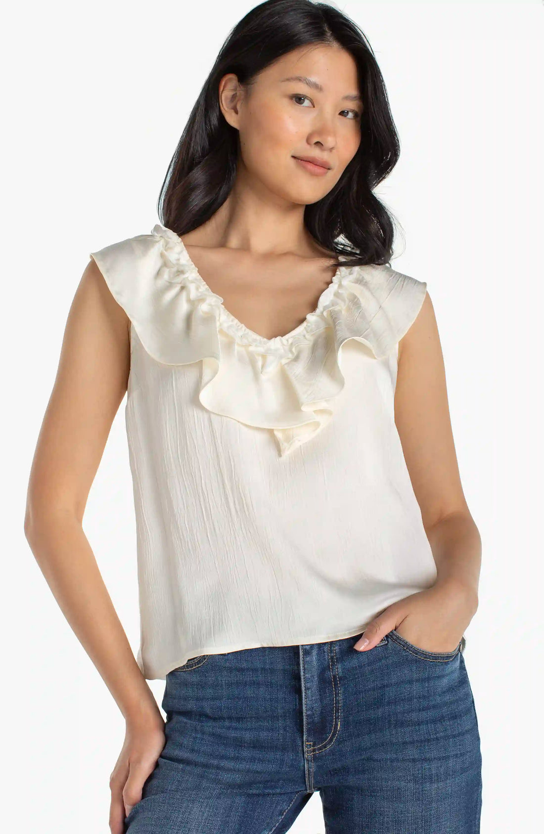 Ruffle Front Sleeveless Top