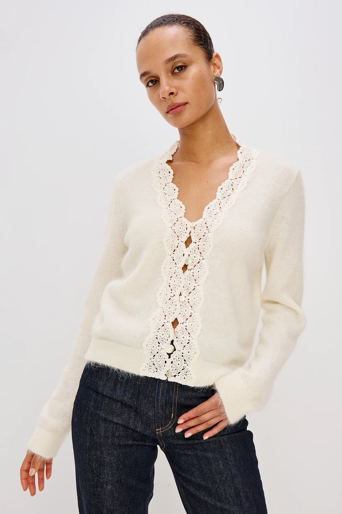 Mer Lace Trim Cardigan