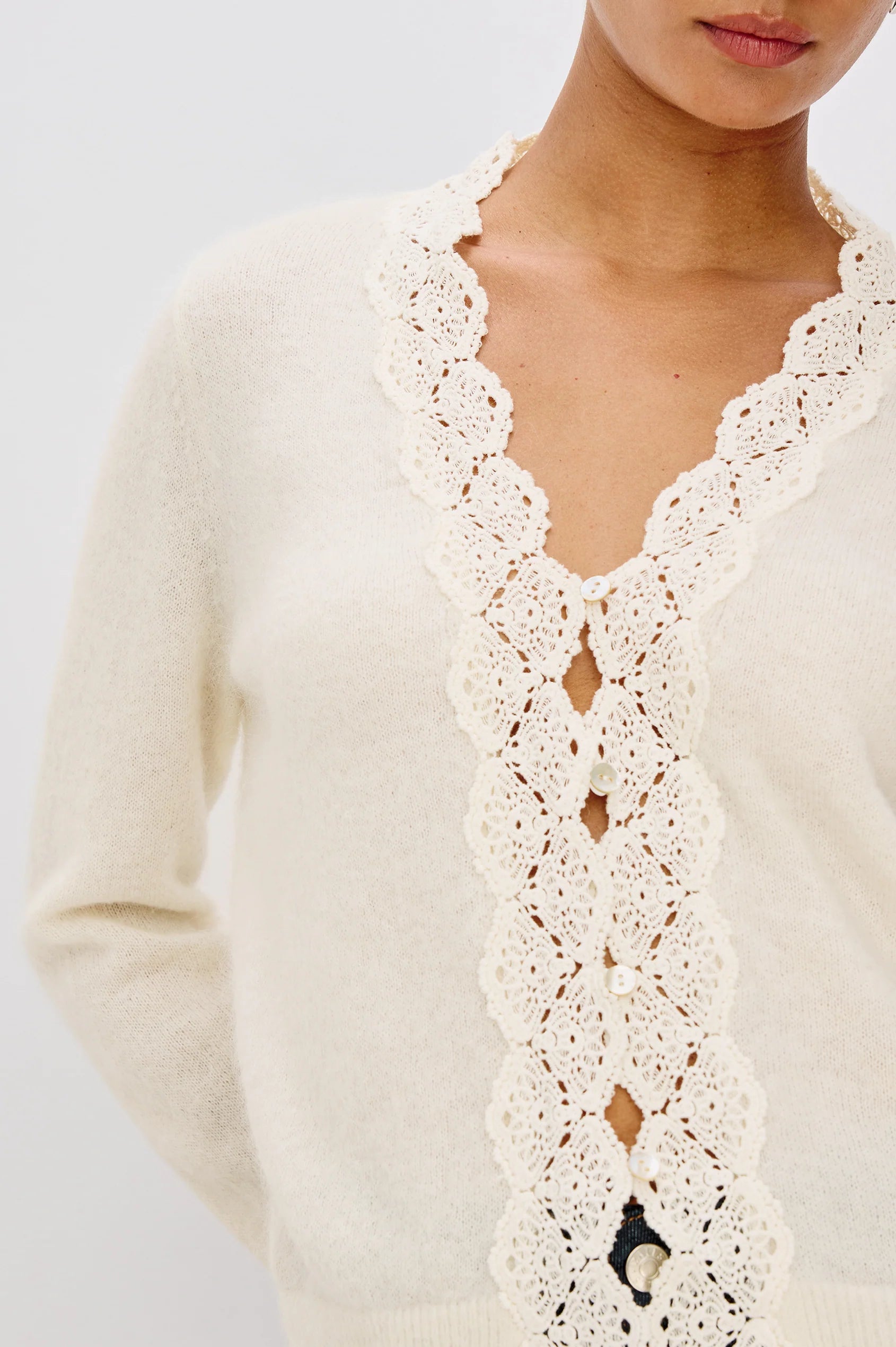 Mer Lace Trim Cardigan