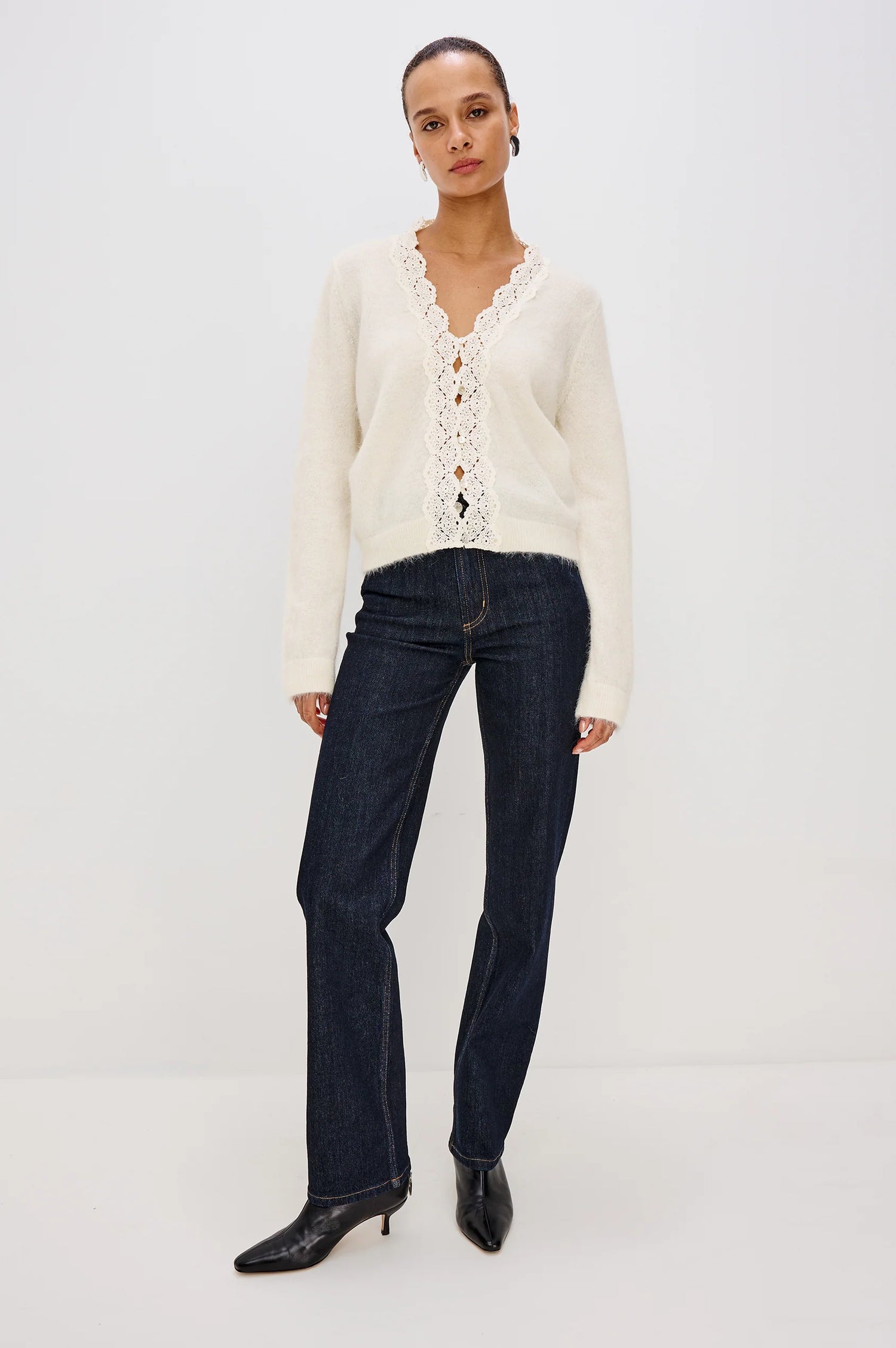 Mer Lace Trim Cardigan