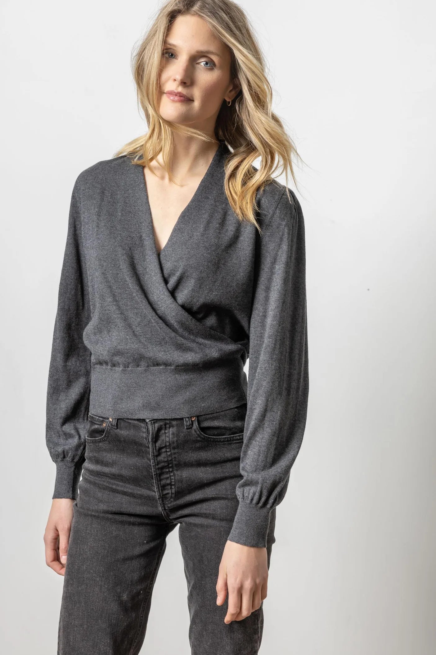 Long Sleeve Surplice Sweater