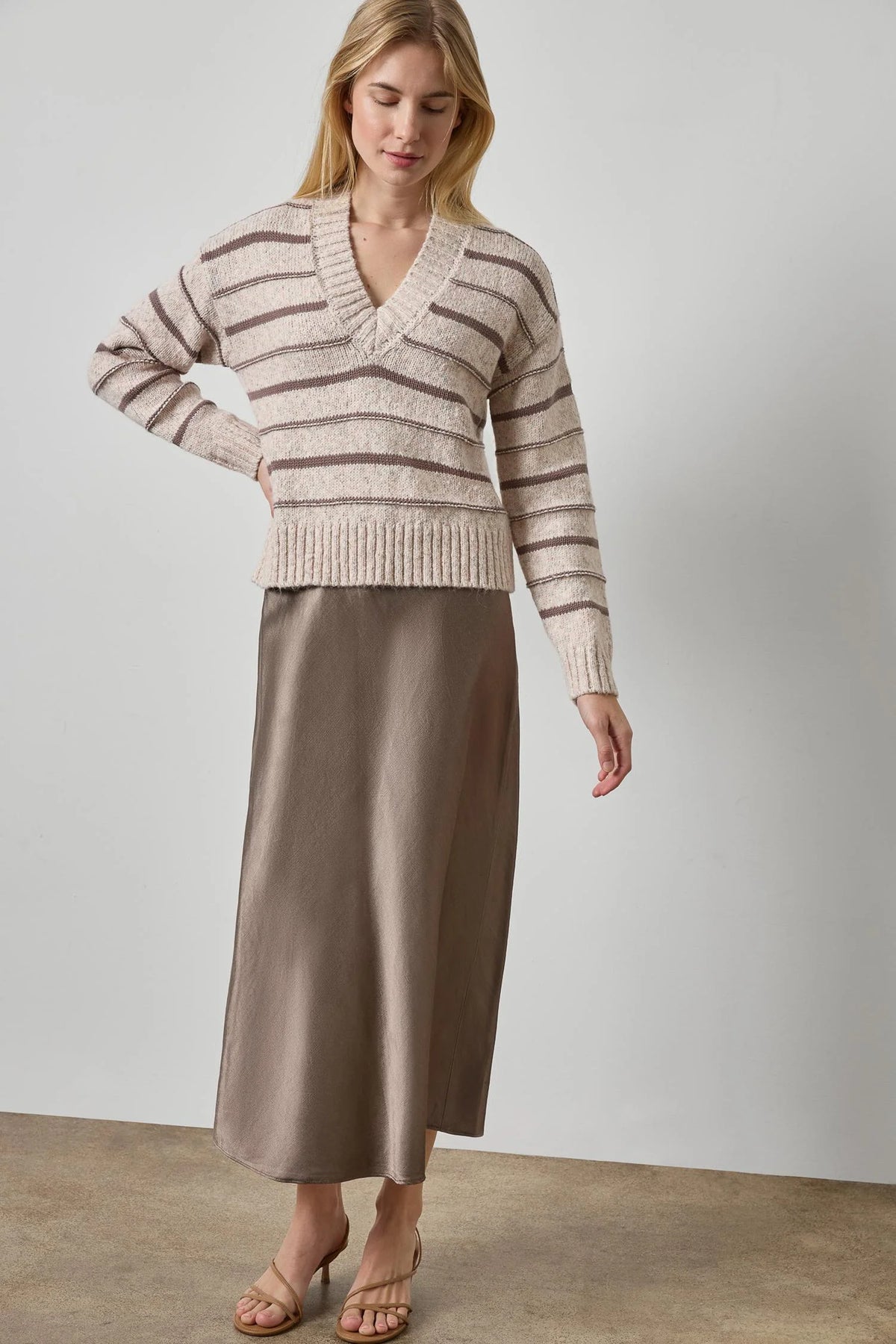 Multi Strip V-Neck Sweater