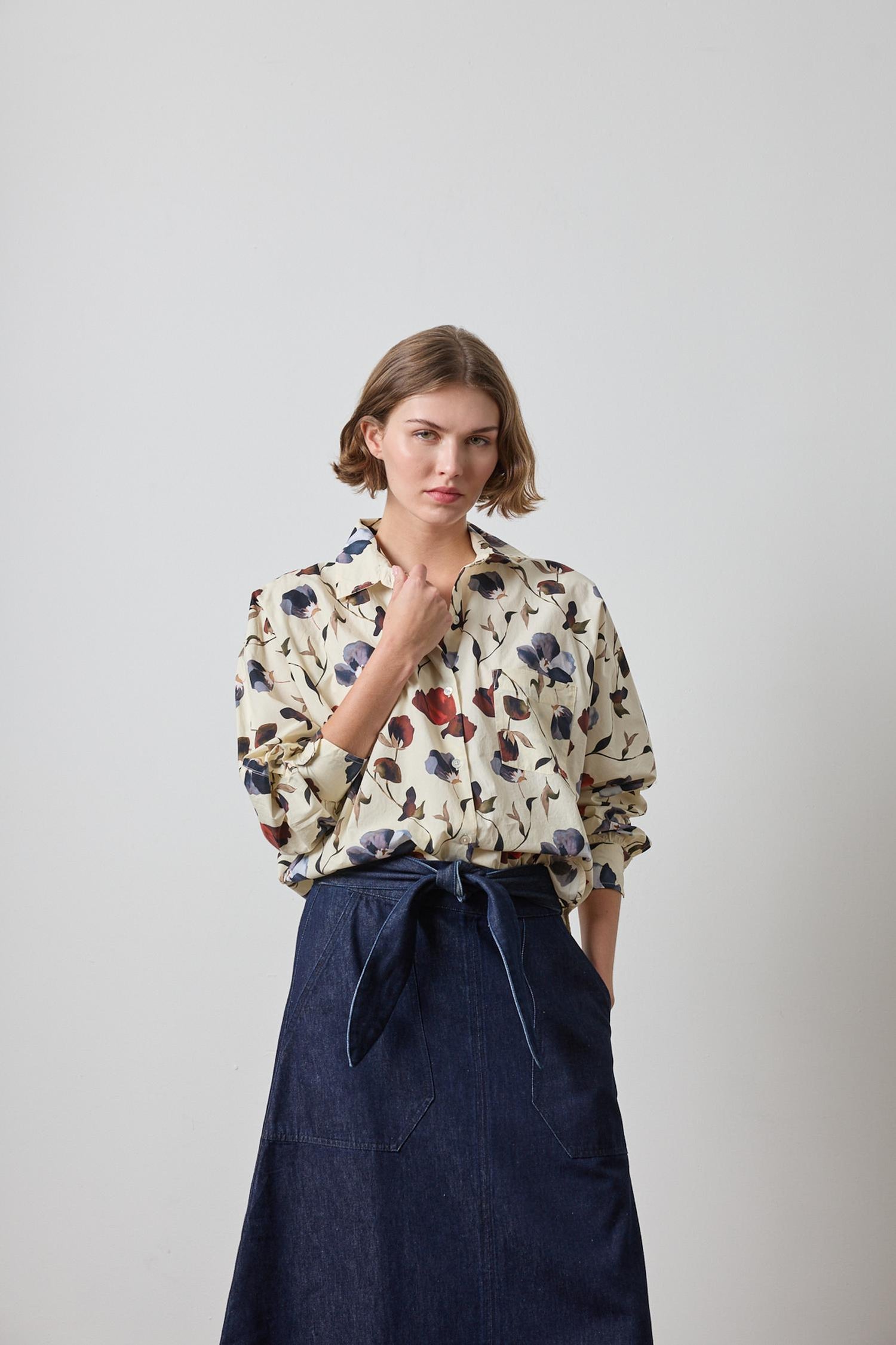Dolman Sleeve Button Down Shirt