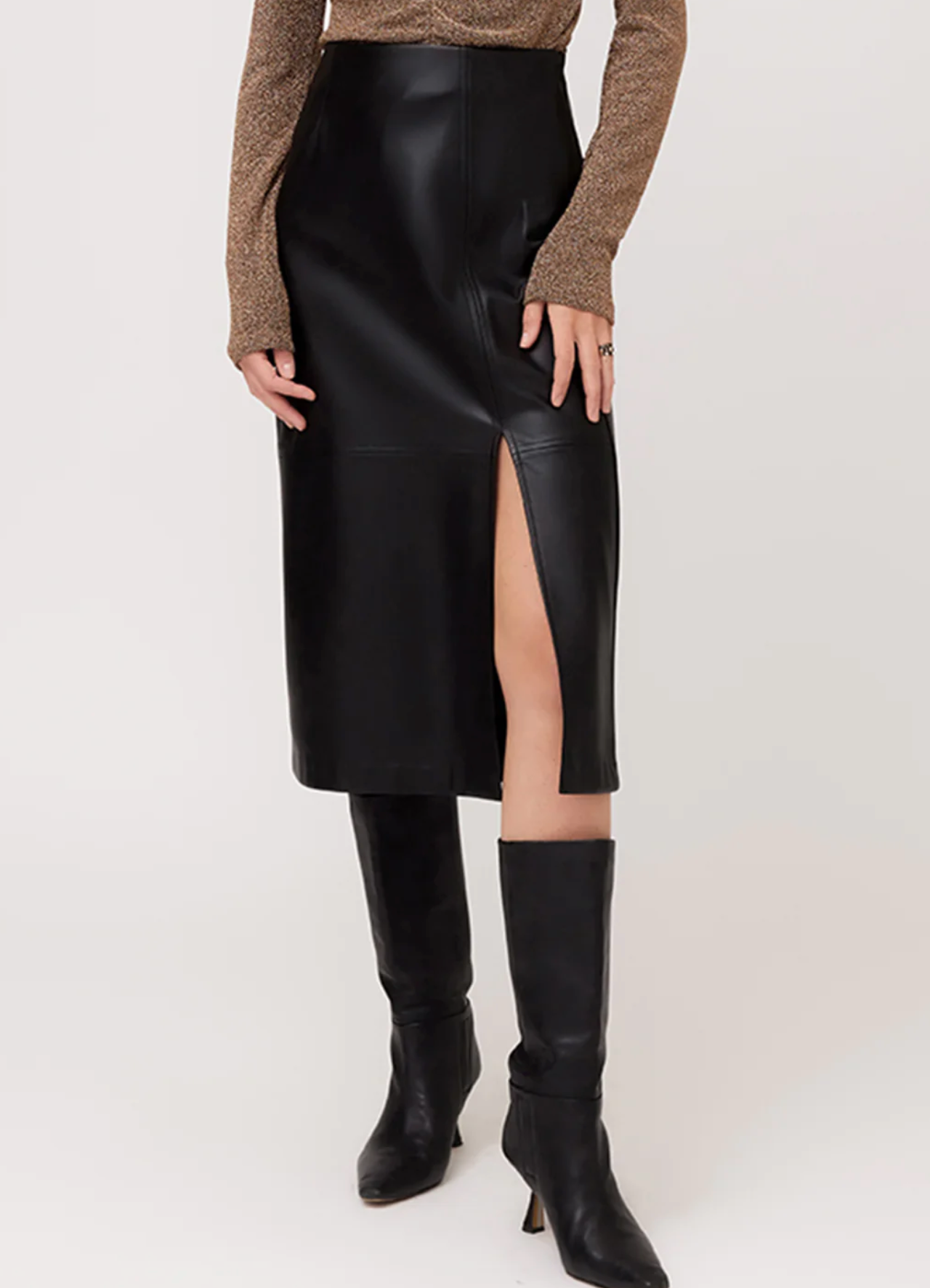 Front Slit Midi Skirt