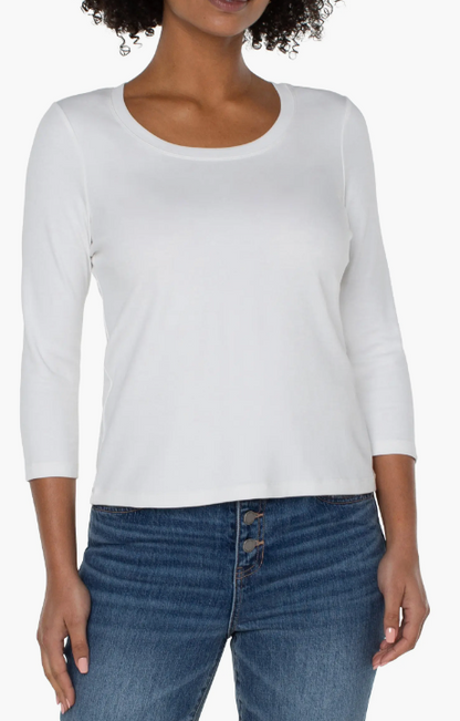 3/4 Sleeve Scoop Neck