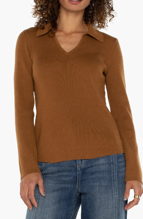 Collared V-Neck Sweater