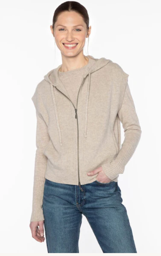 Cashmere Rib Zip Hoodie