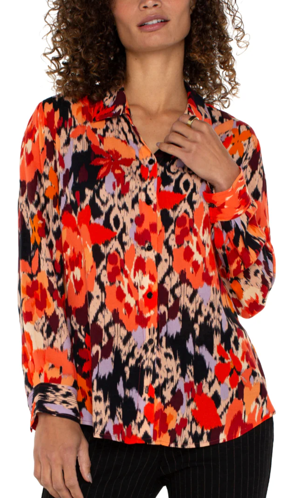 Floral Button Front Shirt