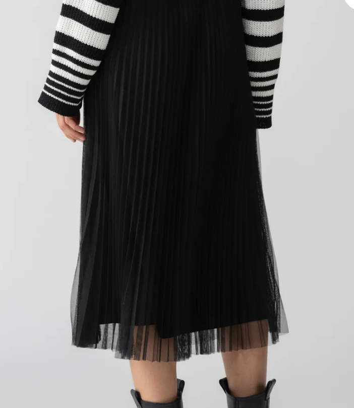 Tulle Pleated Midi Skirt