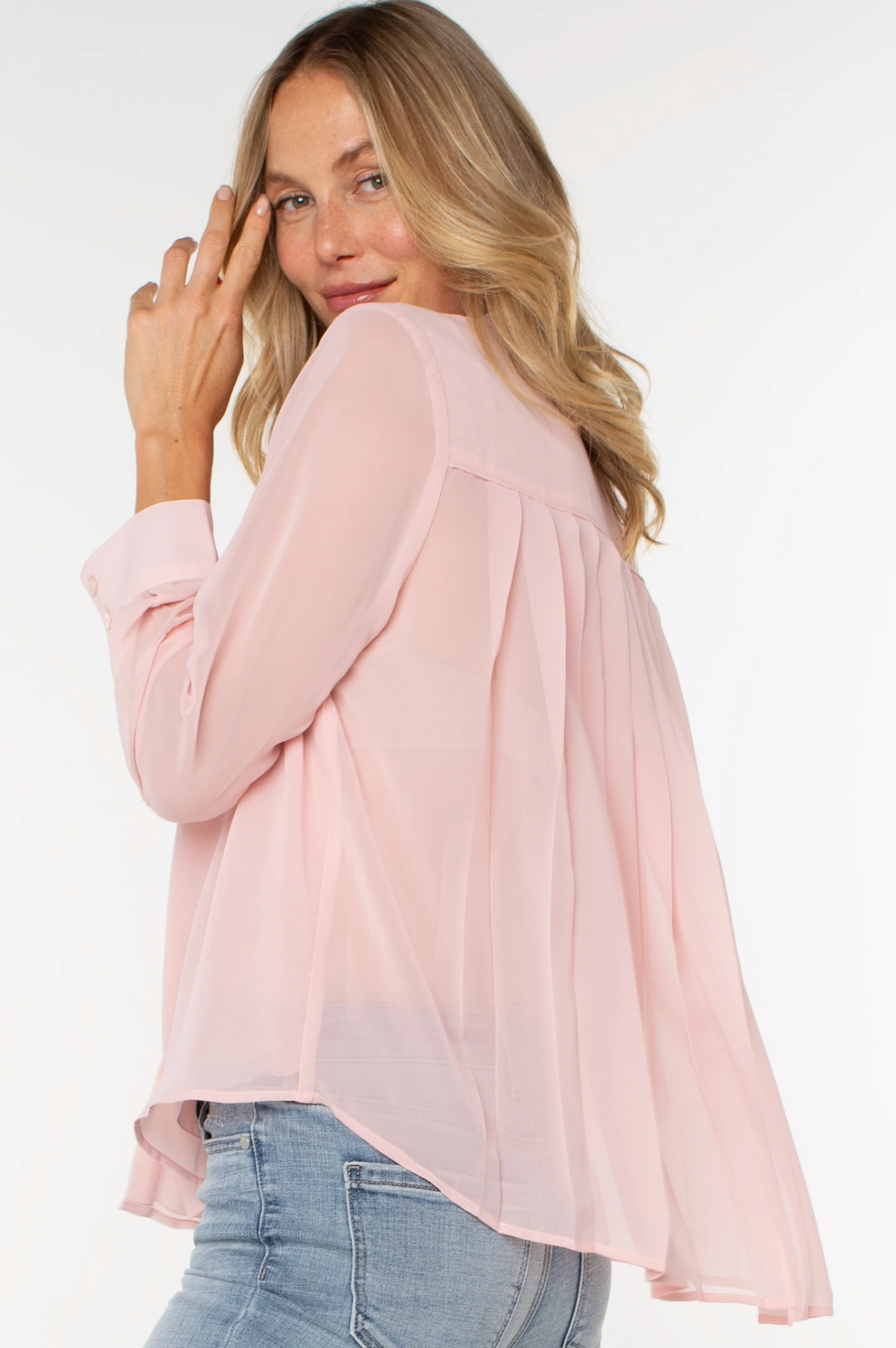 Long Sleeve Blouse w/Pleats