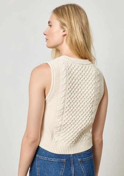 Cropped Cable Tank Sweater