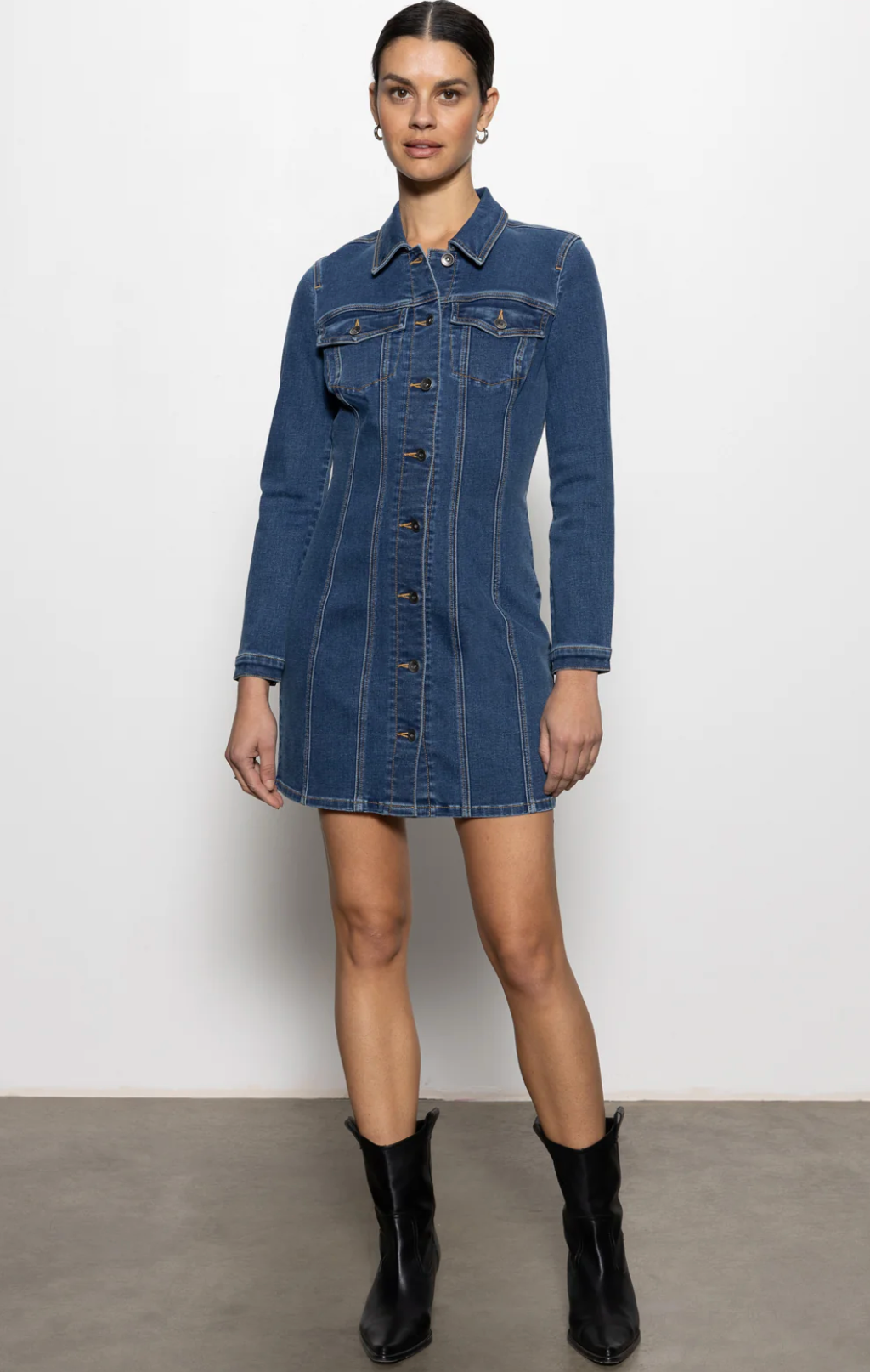 Sculpted Denim Mini Dress