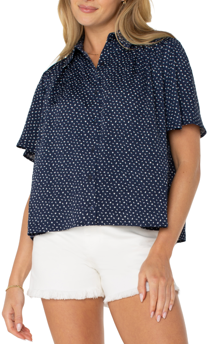1/2 Slv Btn Front Blouse