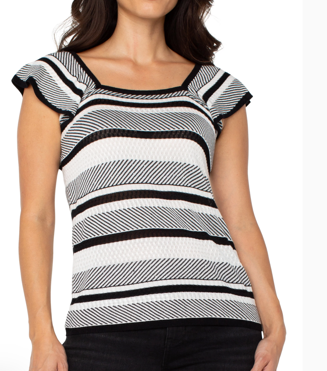 Ruffle Slv Square Neck Top