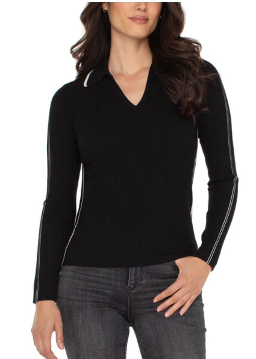 V-Neck Collared Sweater