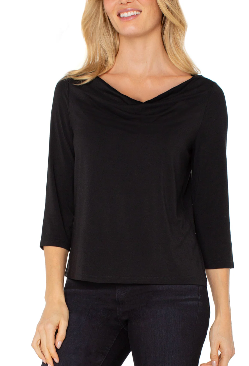 Draped Neck Knit Top