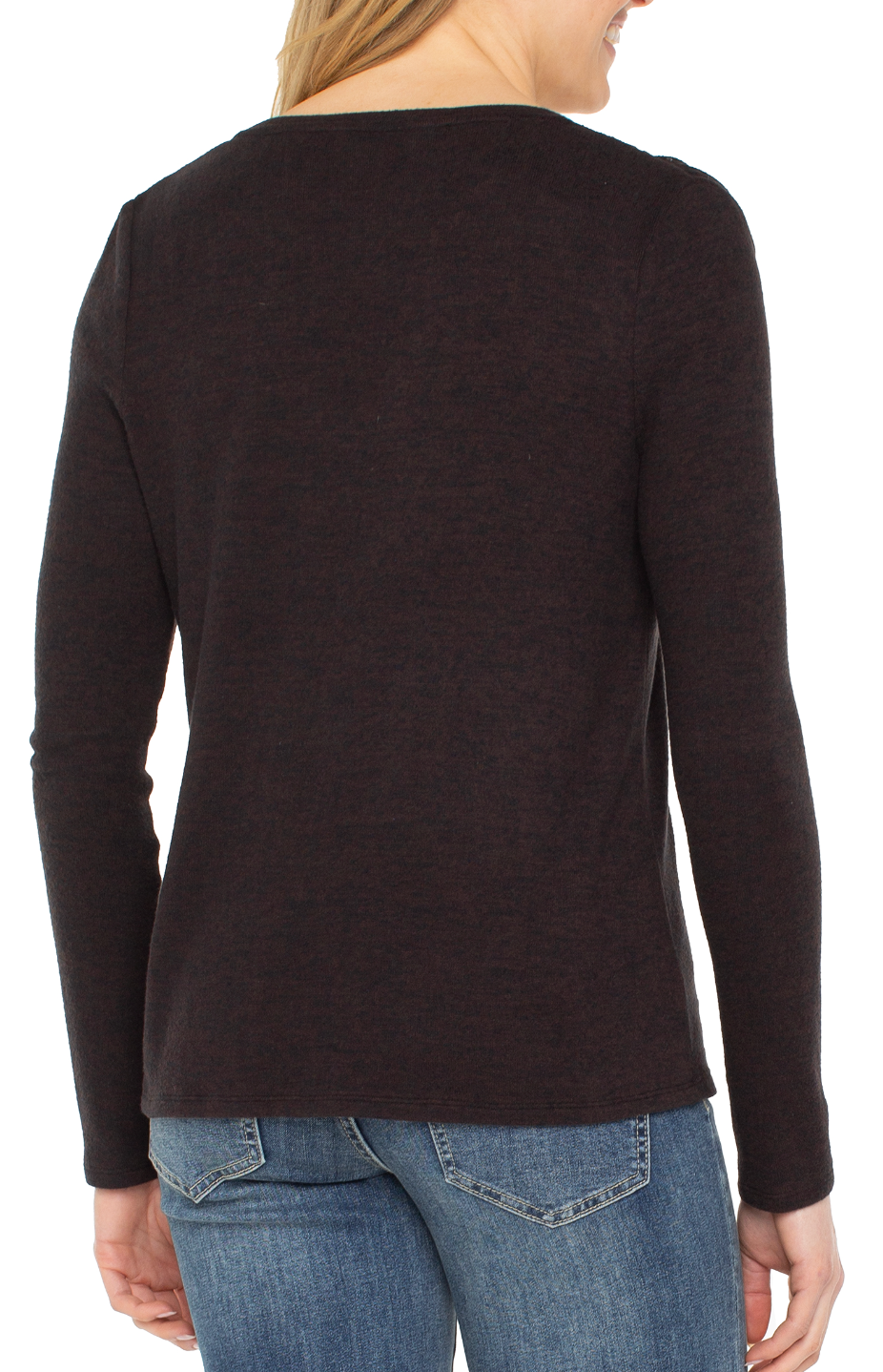 V-Neck Knit Top w/ Shirring