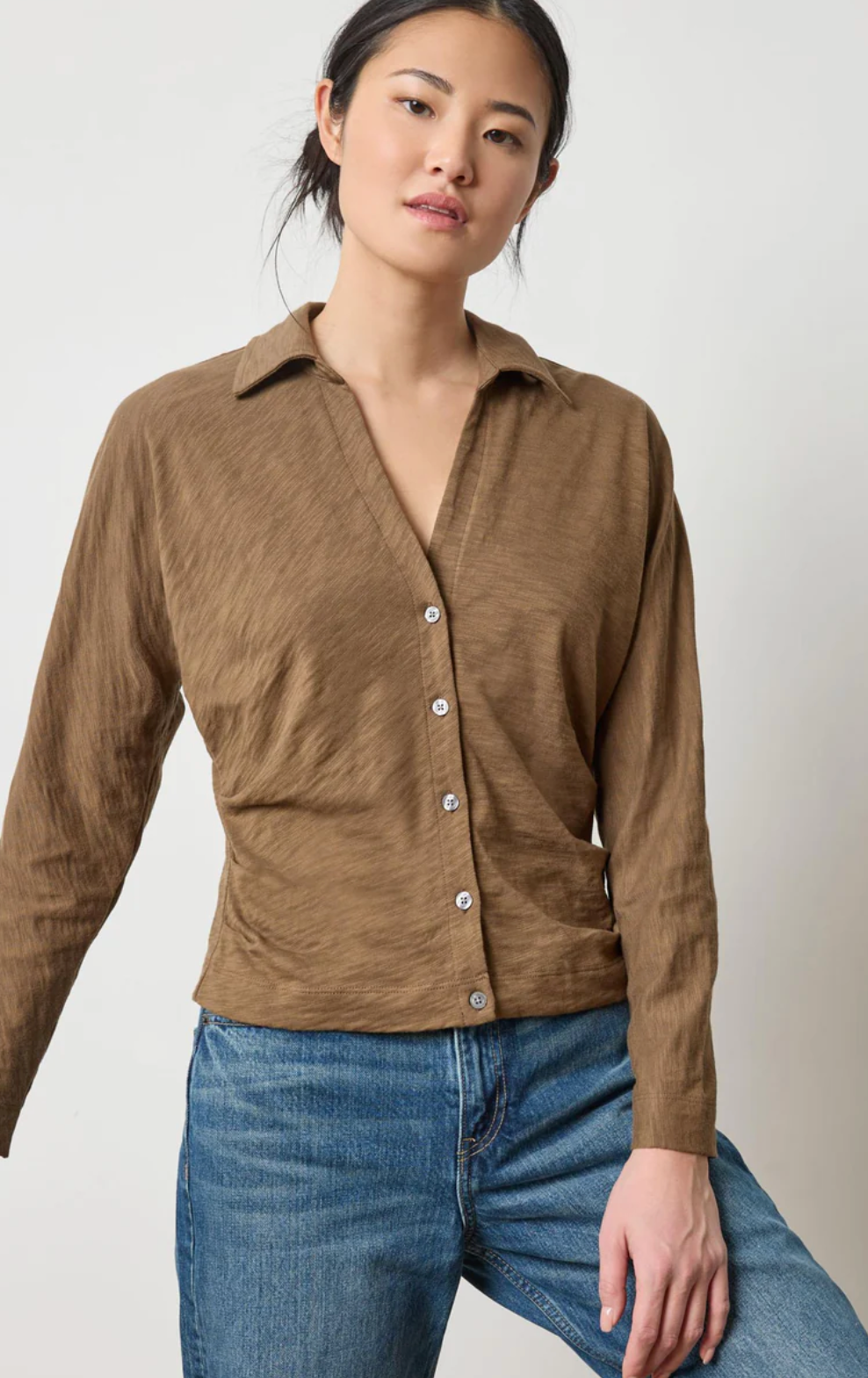 Side Pleat Button Down