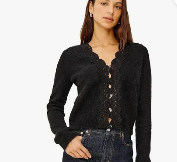 Mer Lace Trim Cardigan