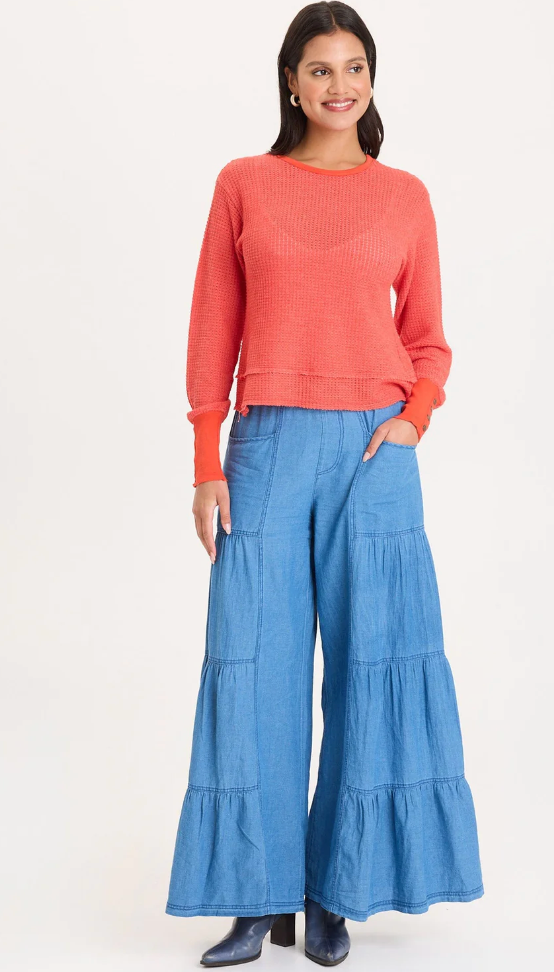 Mock-Denim Side Tiered