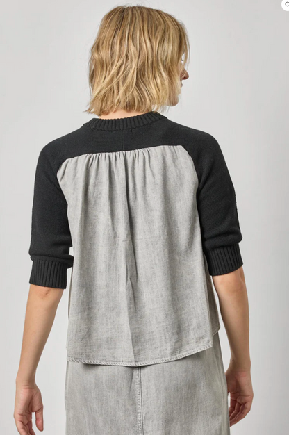 Denim Elbow Sleeve Sweater