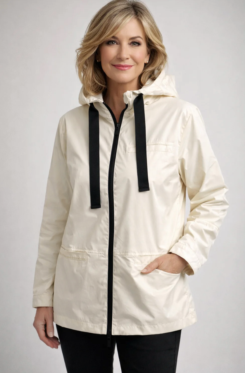 L/S Zip Front Rain Coat w/Hood