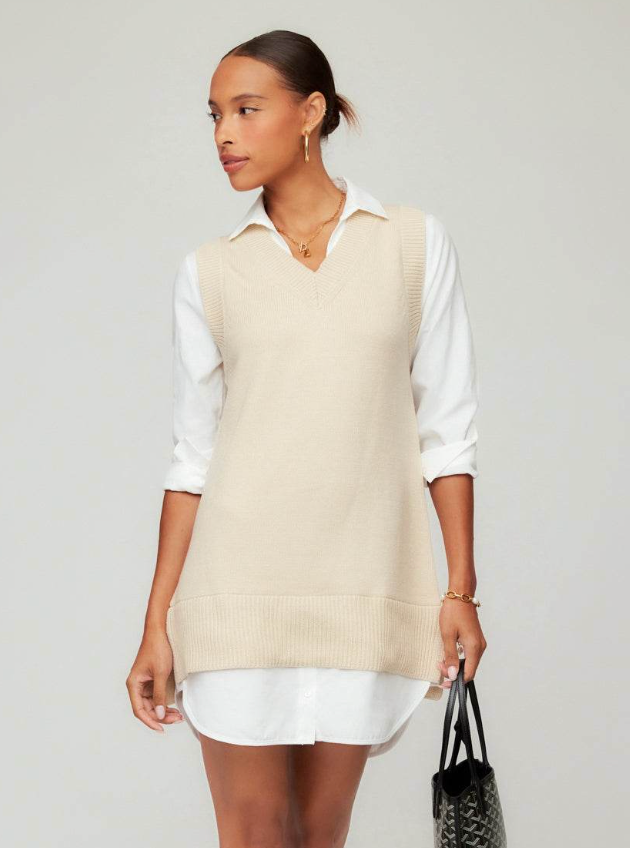 Mixed Media Sweater Vest Dress