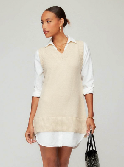 Mixed Media Sweater Vest Dress