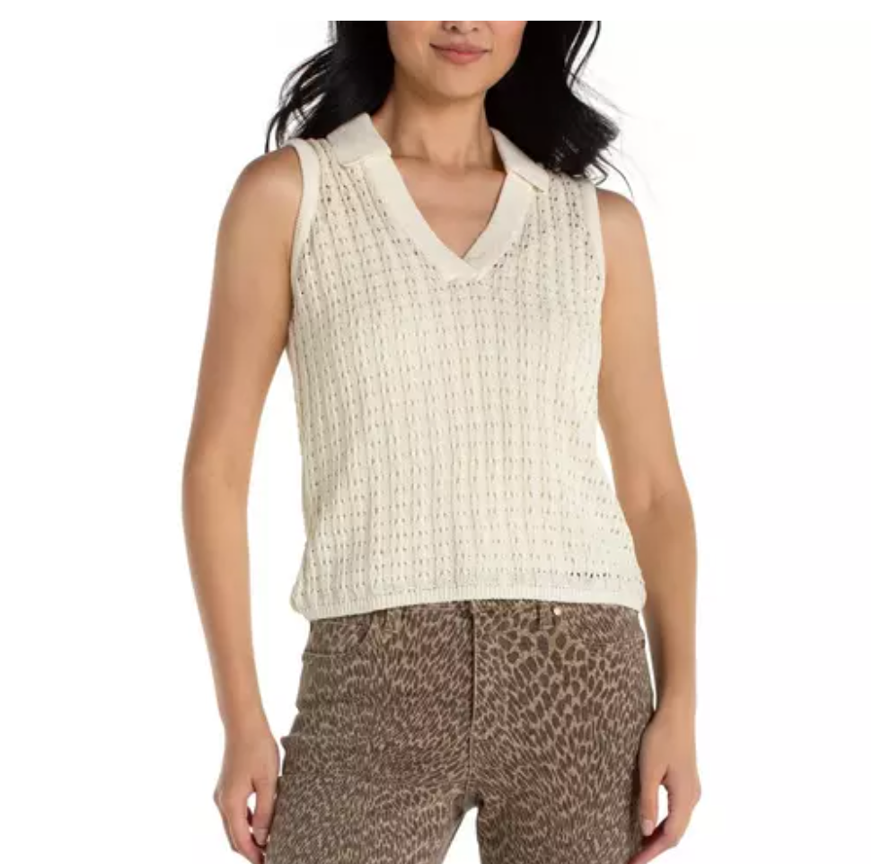 Slvless Johnny Collar Sweater