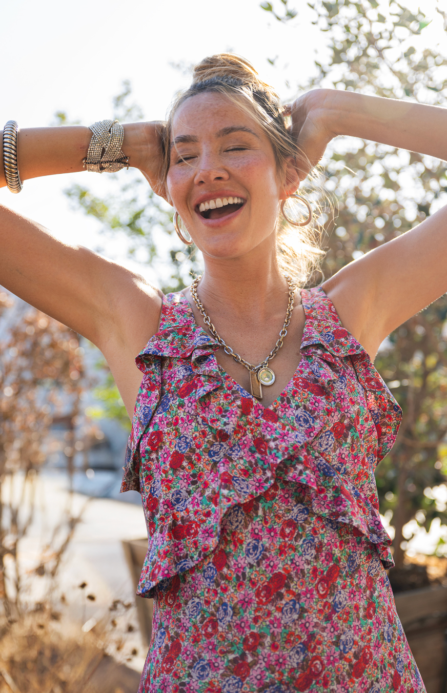 Ruffle Front Woven Dress