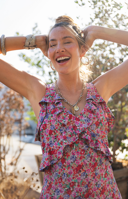Ruffle Front Woven Dress